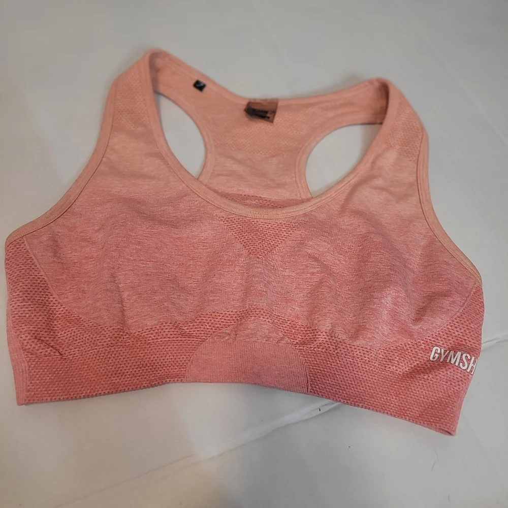 Gymshark Adapt Seamless Racerback Ombre Sports Bra Pink Marl Size L